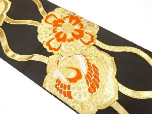 アンティーク　立涌に華紋・鶴模様織り出し袋帯（材料）